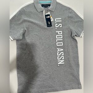 U.S. Polo Assn. Men's Gray Short Sleeve Collared Polo Shirt 100% Cotton SizeS